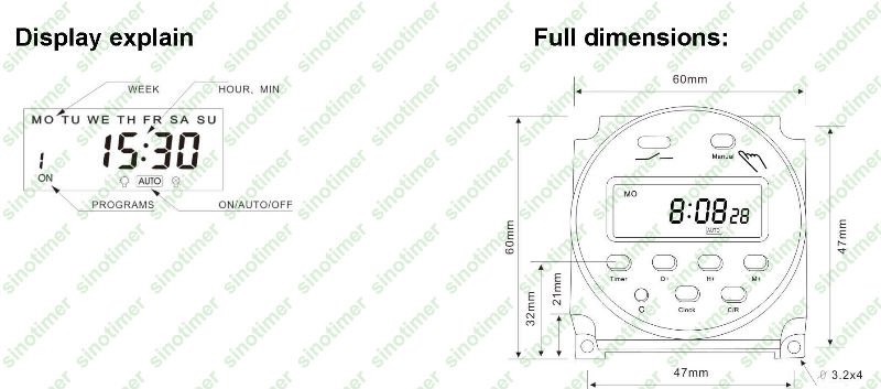 SINOTIMER FACTORY Programmable 7 days DC12V Digital Timer Switch