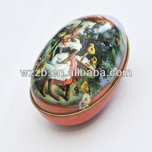Egg shape with beautiful printed plain tin boxes wholesale