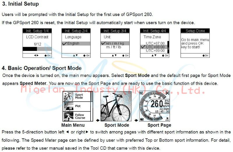 HOLUX GPSport 260 automatic bike bicycle stopwatch locator tracker range finder bracket code table, golf sports gps #AK012