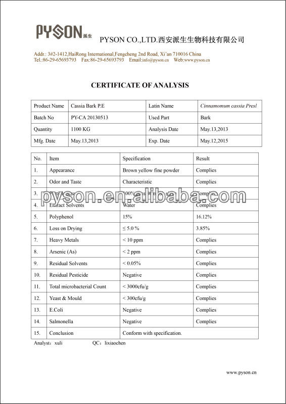 100% Pure Cinnamon bark extract, Cortex Cinnamomi Extract, Cassia Bark extract