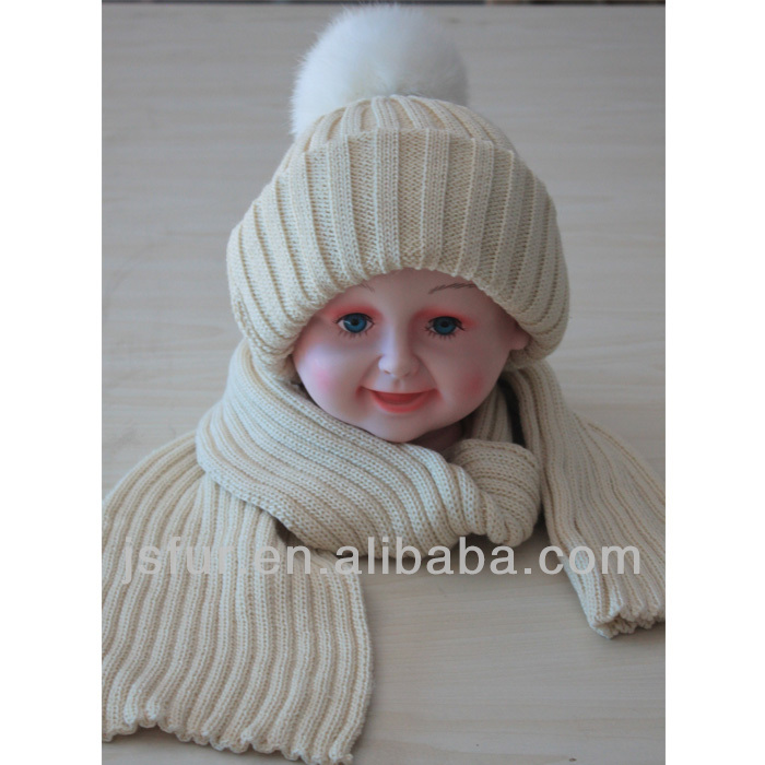 新しい年の製品ファンシーウールの子供ニット帽子スカーフセットニットかぎ針編みのベビー帽子問屋・仕入れ・卸・卸売り