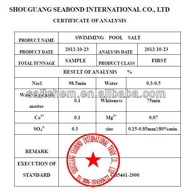 20kgpool salt on hot sell,natural public swimming pool salt