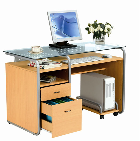 Modern Office Wooden Glass Top Computer Table Buy Office Table