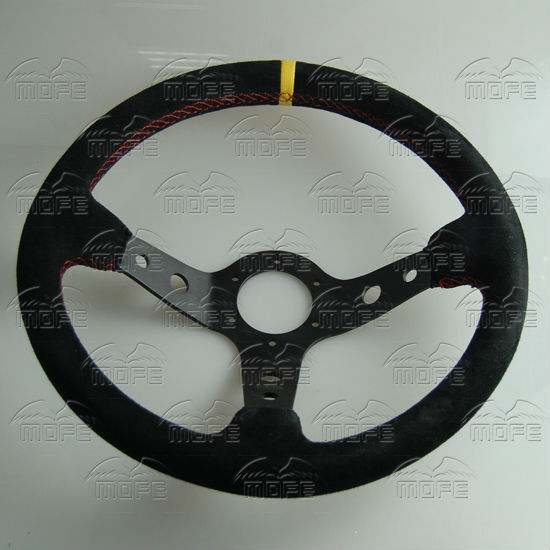 350mm Deep Corn Dish Suede Leather Steering Wheel MS-11 (1)
