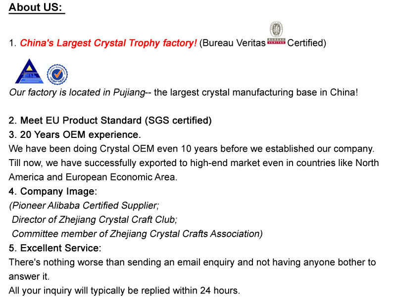 2014年最新のクリスタル賞-- 無。 1結晶トロフィー工場