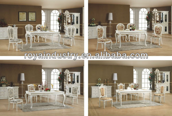 ヨーロピアンスタイルの固体木材彫刻が施されたea010アンティークのダイニングテーブルと椅子仕入れ・メーカー・工場