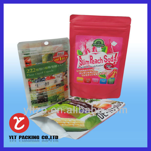 Stand up cocoa powder packaging bag with zip lock custom made