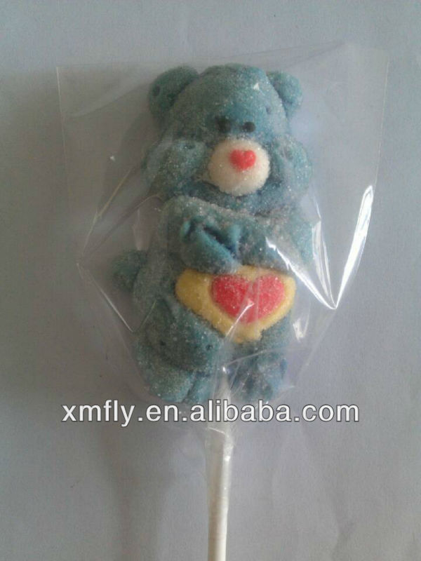 customized bears shape sticks lollipop marshmallow pop candy