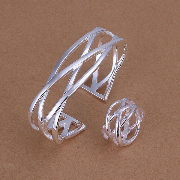 Min.order $10 (mix order) Wholesale! Fashion silver jewelry set,925 Silver bangle bracelet & ring jewelry set AS285 Min.order $10 (mix order) Wholesale! Fashion silver jewelry set,925 Silver bangle bracelet & ring jewelry set AS285