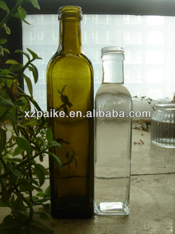 High quality dark Green Glass Olive Oil Bottles with aluminum cap
