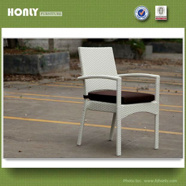White rattan chair outdoor furniture stackable outdoor chair