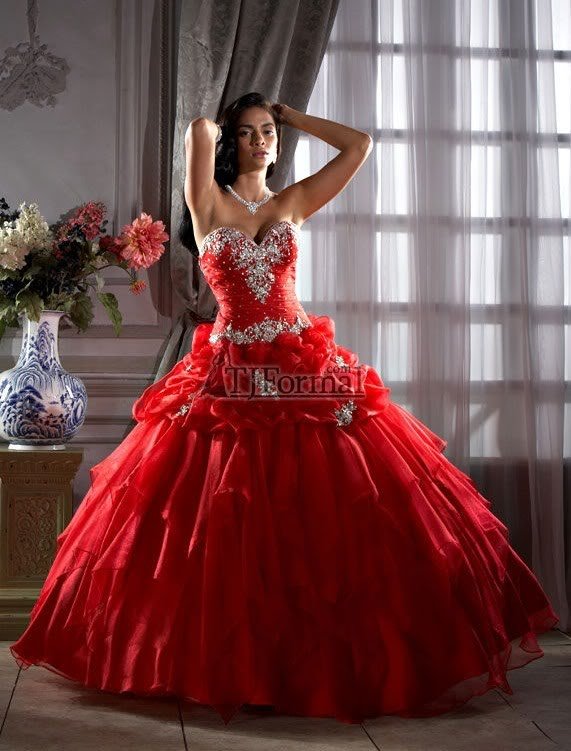 2013 Sexy Red Quinceanera Party Masquerade Prom Dress Ball Gowns Size ...