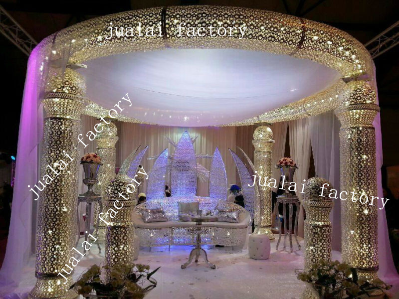 白色結晶ビーズ結婚式のmandapsステージ設計led付きドレーピング仕入れ・メーカー・工場