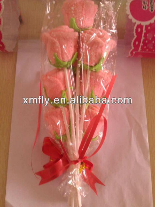 Valentines gifted soft marshmallow sweets rose lollipop candy