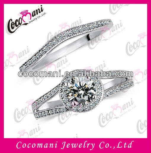 925 Silver Latest Dubai Wedding Ring Designs Micro Pave Setting CZ