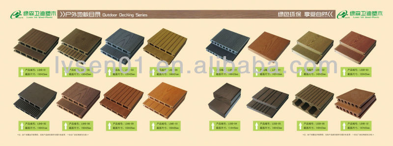 WPC outdoor solid and hollow wood plastic composite flooring with waterproof decking