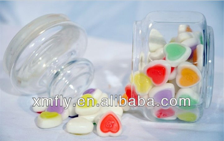Red and yellow color swirl mini heart shape gelatin gummy bulk candy brands