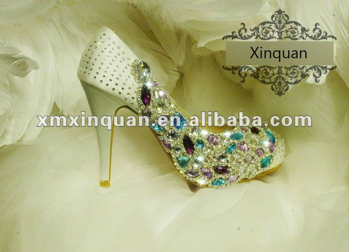2012 new style spring women sexy white diamond high heels wedding shoe 