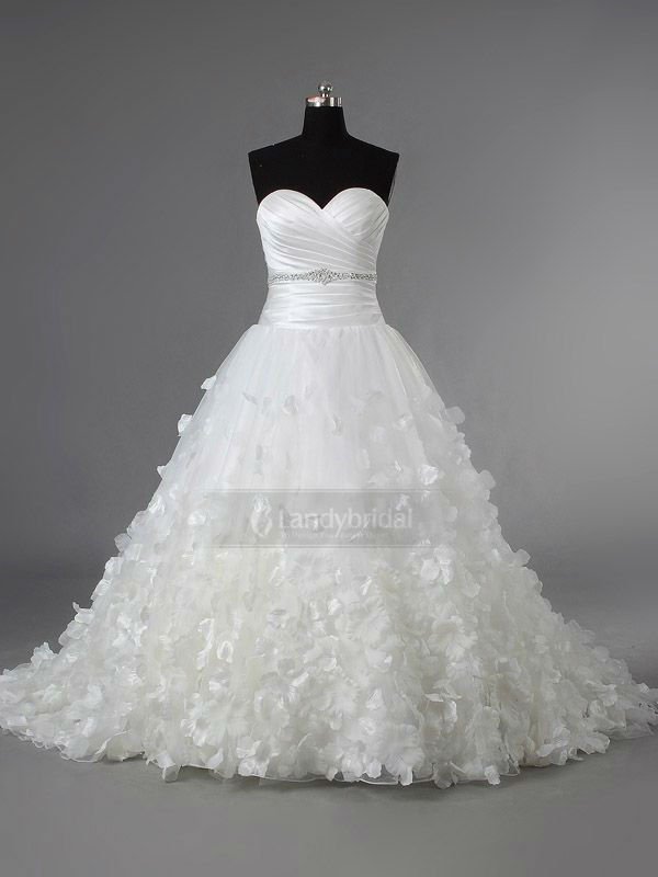 Landybridal's Own Design Luxurious Sweetheart Beading Flowery Wedding Dress