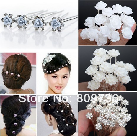 20/40Pcs Pearl Flower Crystal Hair Pins Clips Prom Wedding Bridal Bridesmaid