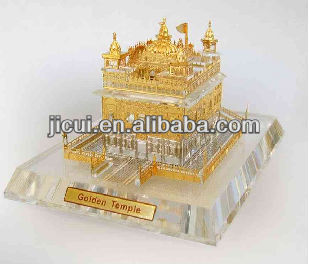 黄金のクリスタル神殿、 イスラムのためのお土産クリスタルビルディングモデル問屋・仕入れ・卸・卸売り