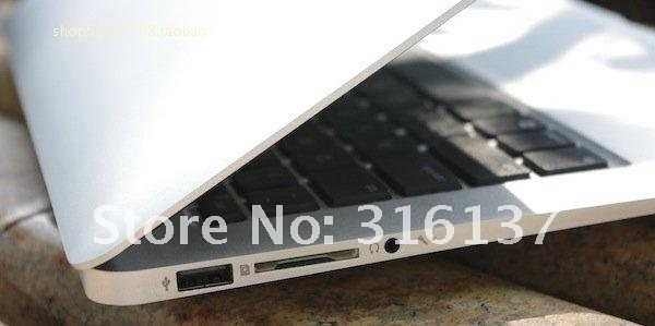 Intel N2800 dual core cpu laptop computer 1:1 Ultra thin design, 13inch metal casing notebook 2GB RAM freeshipping EMS