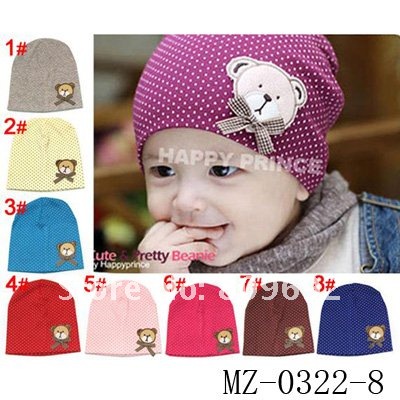 Stylish Dotted Baby Spring Linecap Baby Spring Hat with Lovely Bear Kids Cotton Hat Baby Spring/Autumn Beabie baby Cap MZ-0322 Stylish Dotted Baby Spring Linecap Baby Spring Hat with Lovely Bear Kids Cotton Hat Baby Spring/Autumn Beabie baby Cap MZ-0322