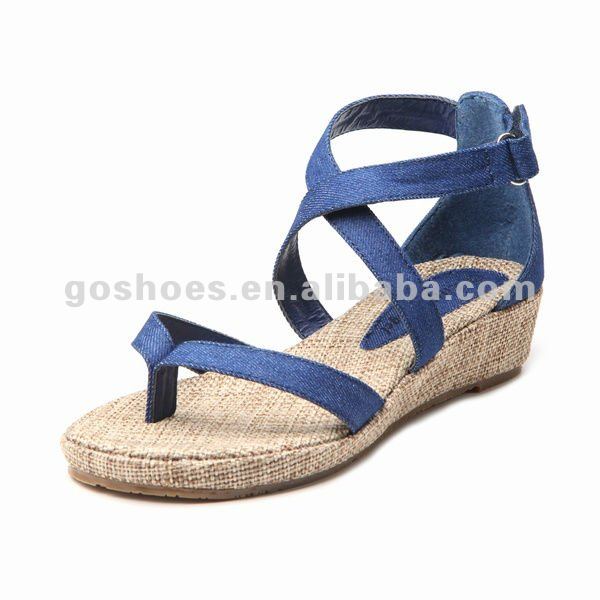 Popular Design Girl Shoes Sandals Roman Style Purple Color Wedge Heel ...