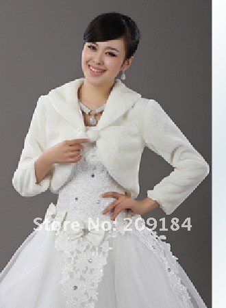 New Fashion Faux Fur Bridal Wraps Shawl ivory Wedding Jacket Gown Cape 
