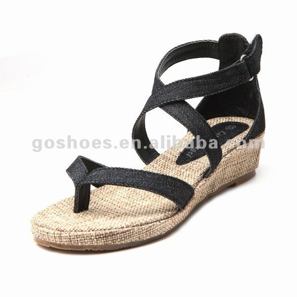 Popular Design Girl Shoes Sandals Roman Style Purple Color Wedge Heel ...