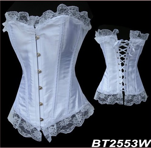 This Sexy white Wedding Dress lace up corset has beautiful white lace trim