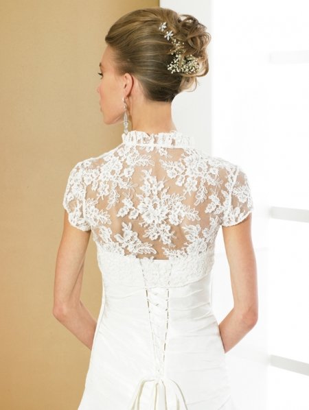 Short Sleeve Lace Wedding Jacket Bridal Bolero J001b Detail information