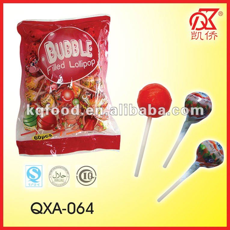 21g Fruit Ball Shape Bubble Gum Big Pop Lollipop
