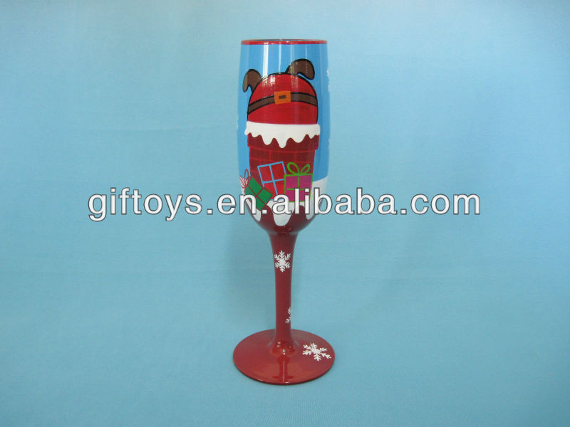 GM10192 hand painted fancy champagne flutes for Chirstmas Day