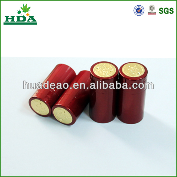 PVC wine caps for red wine bottle in red color,heat shrink capsule