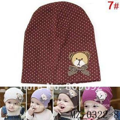 Stylish Dotted Baby Spring Linecap Baby Spring Hat with Lovely Bear Kids Cotton Hat Baby Spring/Autumn Beabie baby Cap MZ-0322 Stylish Dotted Baby Spring Linecap Baby Spring Hat with Lovely Bear Kids Cotton Hat Baby Spring/Autumn Beabie baby Cap MZ-0322