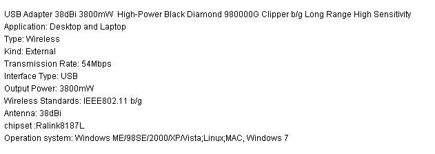 High Power USB Wifi Adapter 980000G