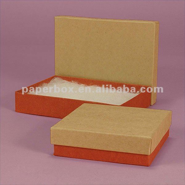 kraft and cinnamon colored 2 pieces setup cardboard jewelry gift boxes in special cotton and linen paper with foam