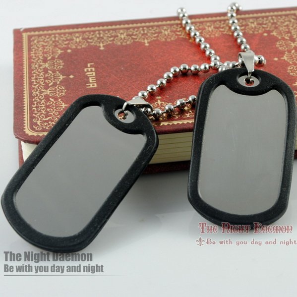 Fashion Stainless Steel Dog Tag Necklaces Pendant Blank, Military Dog Tag with Silencer, Retail&Wholesale Free shipping