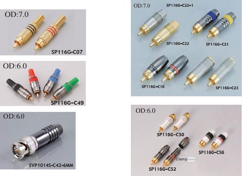 日の出RCAのプラグ(金、銀およびニッケルめっきされる、ナイロンPA66)仕入れ・メーカー・工場