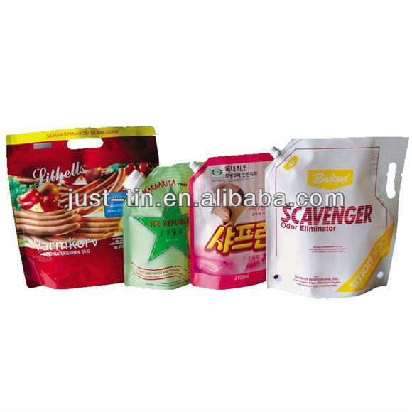 resealable liquid ziplock bag stand up pouch with spout