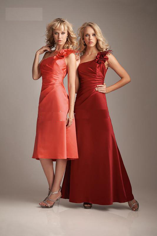 One-shouler 2012 Sexy Sheath Satin Flower Ruffle Red 1226 Cocktail Dress Party Bridesmaid Dresses One-shouler 2012 Sexy Sheath Satin Flower Ruffle Red 1226 Cocktail Dress Party Bridesmaid Dresses