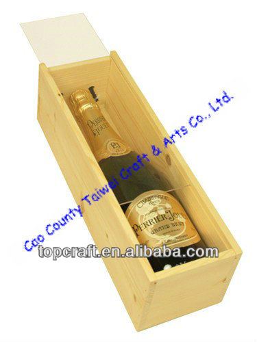 Wooden Wine or Champagne Box Acrylic Lid 1x bottle