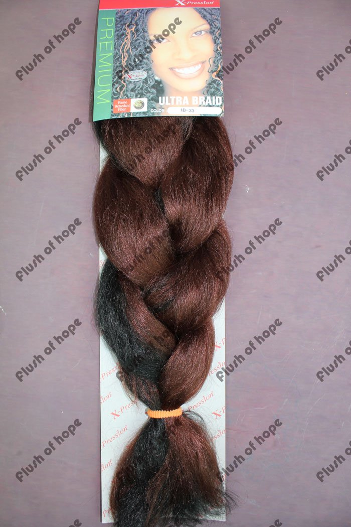 Free Shipping X-pression ULTRA BRAID High Temperature Fiber Synthetic Hair Extension Braid Fringe Hair Braid 52inch 120gram