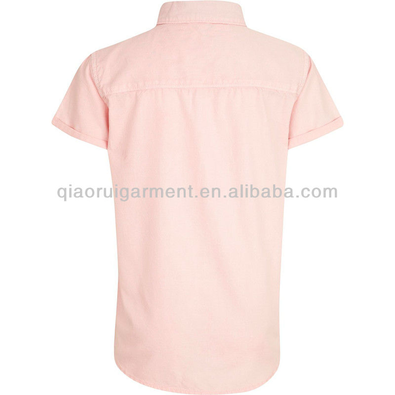 男の子綿100％オックスフォードシャツ半そでピンク仕入れ・メーカー・工場