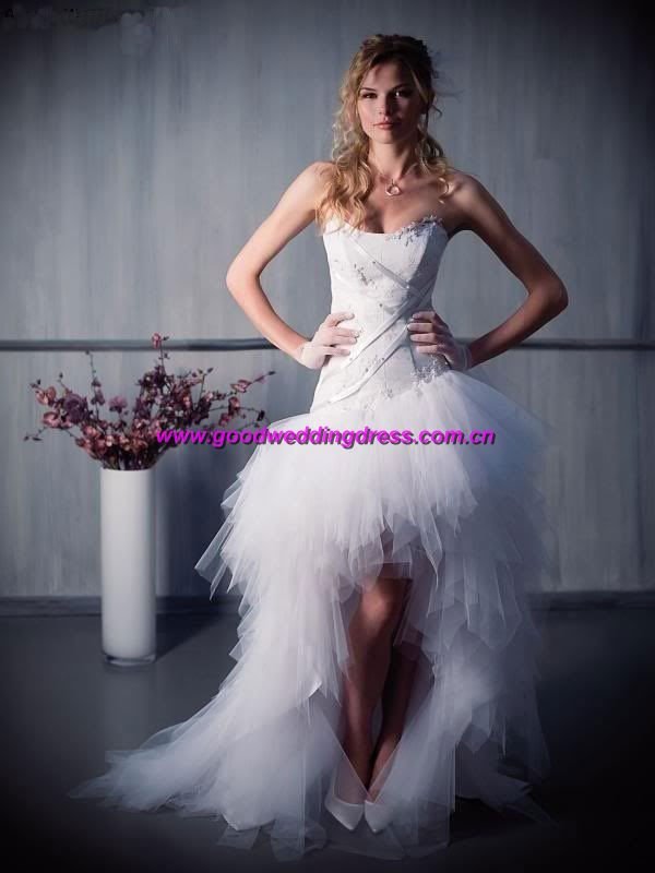 2012 New style appliqued hand made strapless organza Hilo Wedding Dress