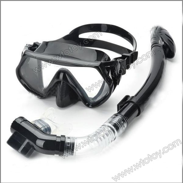 Scuba Diving Snorkeling Silicone Mask Set(Black) 12579