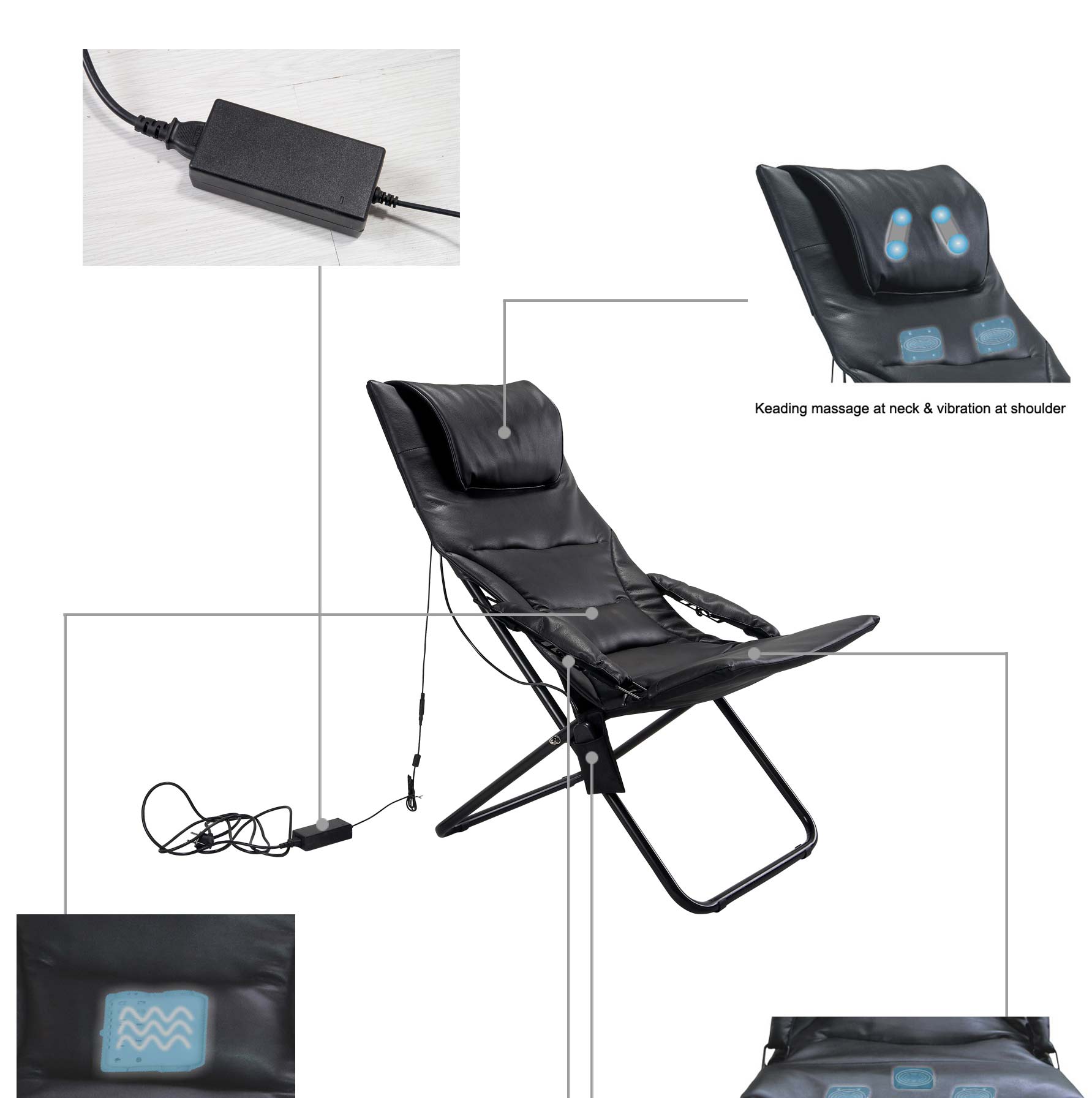 Smart Foldable balcony chair massage body /Beach chair /folding lounge chair DLK-B012