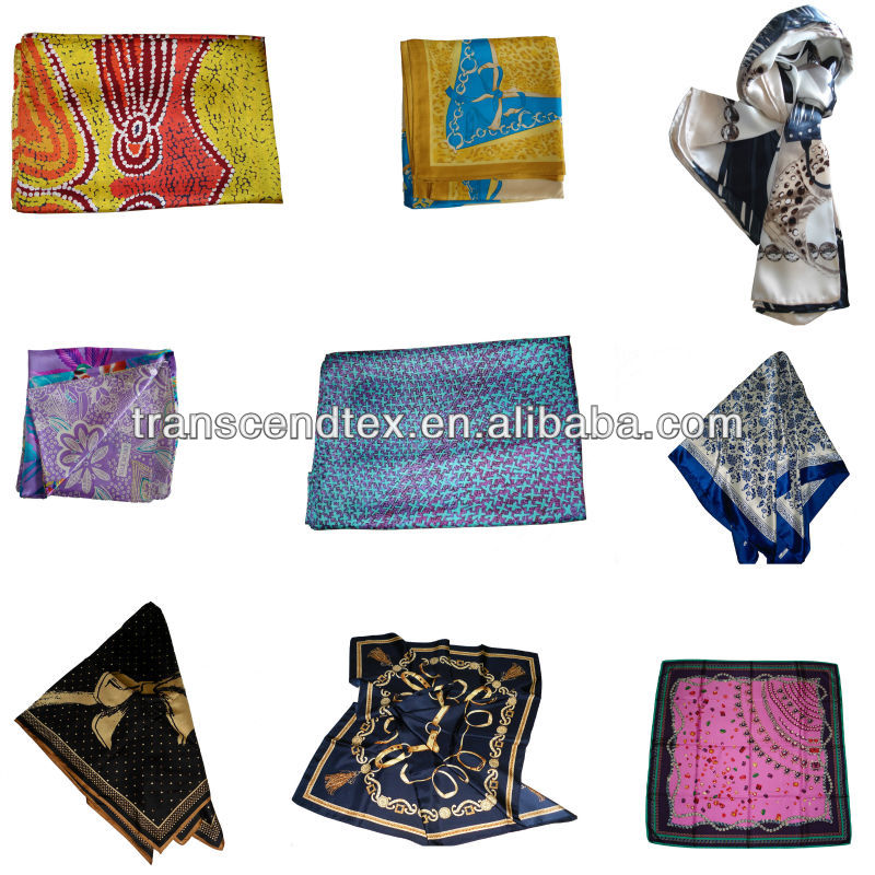 女性の方法絹のスカーフ、手を搭載する100%の絹のデジタル印刷されたスカーフは端、絹のスカーフを転がした問屋・仕入れ・卸・卸売り