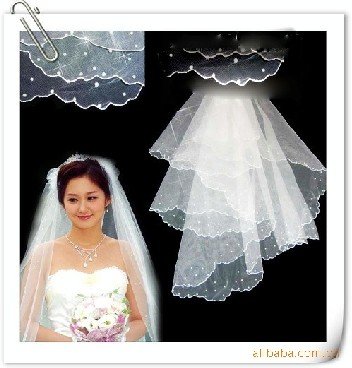 2011 fashion one layer cathedral Wedding veilsbridal veilsbeaded veils 